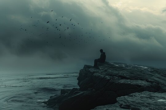 loneliness: capturing the emotional landscape of solitude, isolation, and the human experience of being alone in poignant, introspective moment.