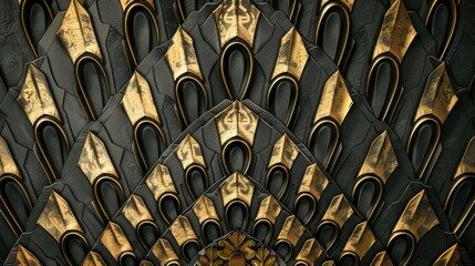 3D black and gold art deco patterns reminiscent of the roaring twenties