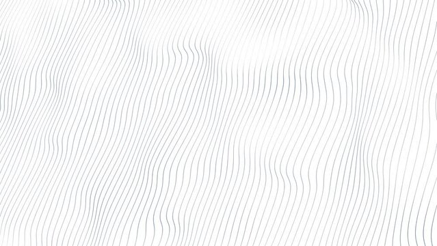 Seamless loop motion of a waving blue lines pattern on clean white background.