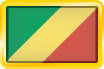 REPUBLIC OF THE CONGO FLAG RECTANGULAR WITH GOLD FRAME