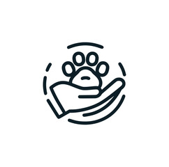 The dog care line art icon logo. Vector illustration.