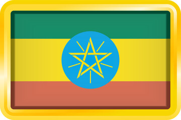 ETHIOPIA FLAG RECTANGULAR WITH GOLD FRAME