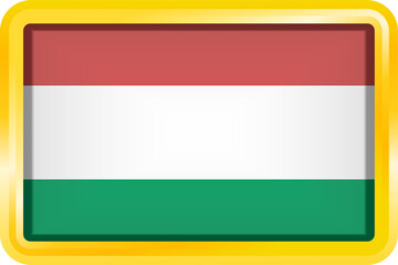 HUNGARY FLAG RECTANGULAR WITH GOLD FRAME