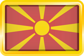 MACEDONIA FLAG RECTANGULAR WITH GOLD FRAME