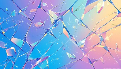 photo with a cracked, rainbow-colored glass background  - obrazy, fototapety, plakaty