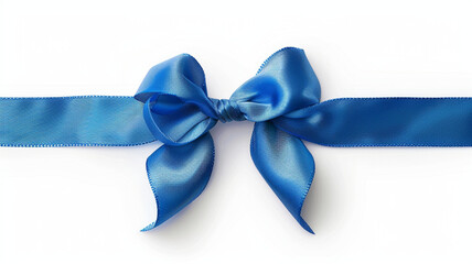 Beautiful blue ribbon on white background with clipping path