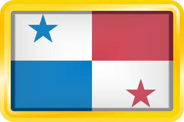 PANAMA FLAG RECTANGULAR WITH GOLD FRAME