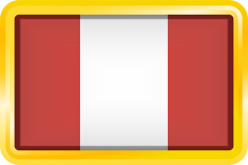 PERU FLAG RECTANGULAR WITH GOLD FRAME