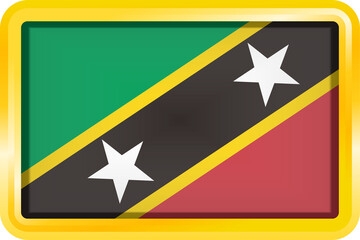 SAINT KITTS AND NEVIS FLAG RECTANGULAR WITH GOLD FRAME