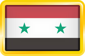 SYRIA FLAG RECTANGULAR WITH GOLD FRAME