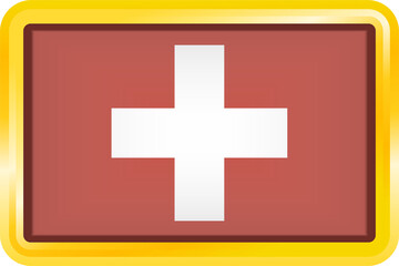 SWITZERLAND FLAG RECTANGULAR WITH GOLD FRAME