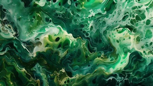 An abstract depiction of emerald waves as seen from a birds eye view. The patterns and swirls create a hypnotic effect mimicking the endless ebb and flow of the ocean. Hints of jatropha .