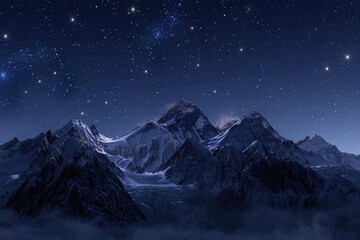 Scenic view of mountain range at night