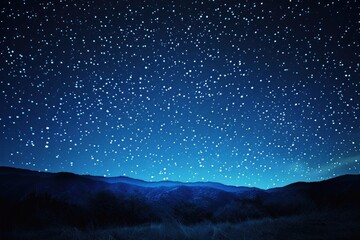 Scenic view of star field over silhouette landscape at night