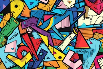 Fototapeta premium Cartoon cute doodles of fragmented forms and shattered shapes that come together to form a cohesive whole, Generative AI