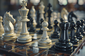 Essential Chess Concepts and Rules Summarized on a Classic Wooden Board