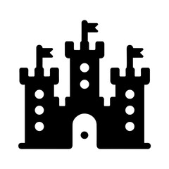 "Castle Icon: Depicting An Ancient Fortress With Towers, This Vector Serves As A Symbolic Building Of A Historical Kingdom."