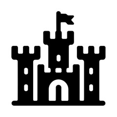"Castle Icon: Depicting An Ancient Fortress With Towers, This Vector Serves As A Symbolic Building Of A Historical Kingdom."