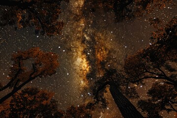 Scenic view of milky way over trees at night
