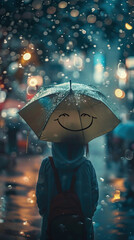 person with umbrella under rain