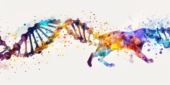 Genetic Code: The Animal with DNA Strand and Genetic Modification - Imagine an animal with a DNA strand, symbolizing genetic modification and experimentation