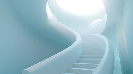 Cascading 3D stairs in a spiraling formation with a floating perspective