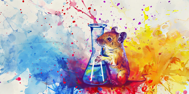 Chemical Reaction: The Animal in Beaker and Chemical Environment - Visualize an animal in a beaker, symbolizing its exposure to chemical substances in experiments