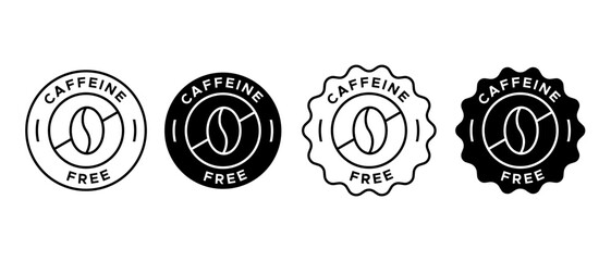 Caffeine free vector icon set. Coffee beans symbol