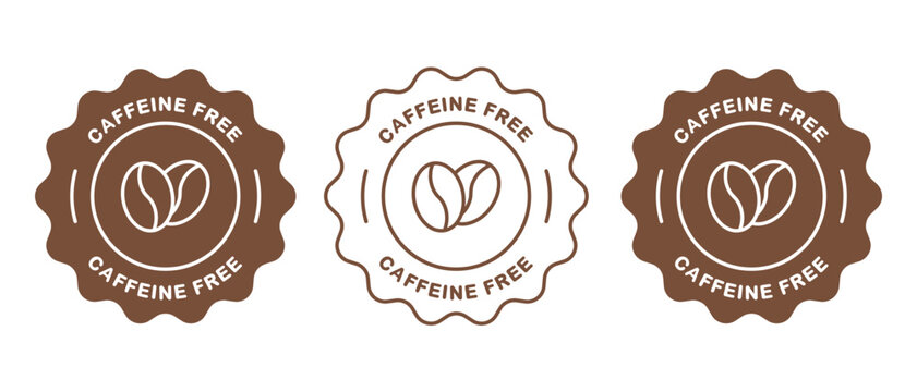 Caffeine free vector icon set. Brown coffee sign