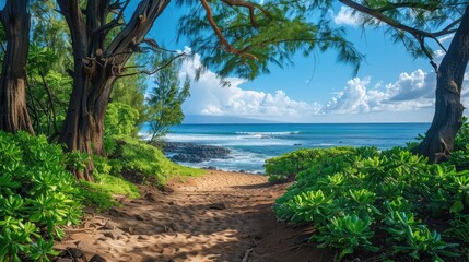 tropical beach in summer, island paradise