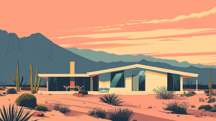 Midcentury Home Illustration