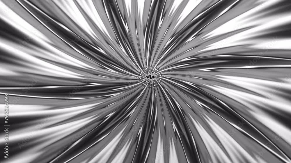 Wall mural silver metal fractal flower pattern flowing. abstract loop able backdrop