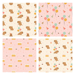 Happy birthday seamless pattern set