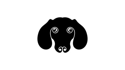 Geometric Dachshund emblem, black isolated silhouette