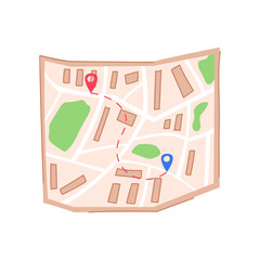 gps map cartoon. cartography topography, geography terrain, landmarks street gps map sign. isolated symbol vector illustration
