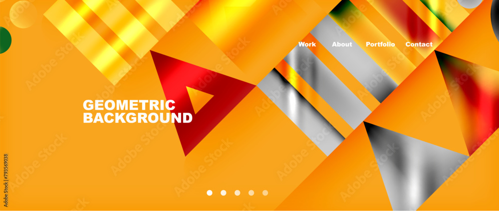 Aufkleber The geometric background features triangles and squares in shades of amber and orange, creating a symmetrical pattern. Perfect for a logo or graphics with a modern and sleek design