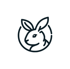 The rabbit line art icon logo. Vector illustration.
