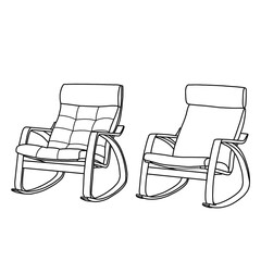 A rocking chair is a comfortable furniture for rest at home or office. Vector illustration. Isolated object on white background.