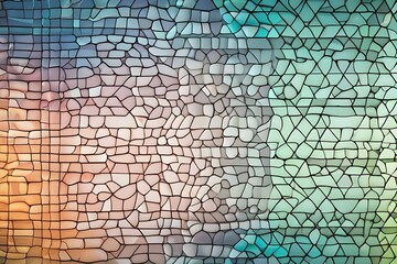  Colorful rainbow pattern on abstract stained glass background with textured glass design.