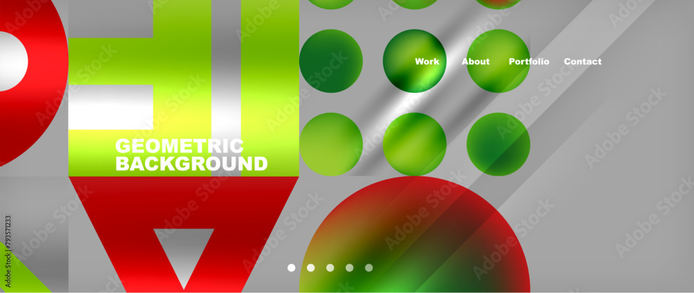Aufkleber a colorful geometric background featuring green and red circles on a gray backdrop. the vibrant colo