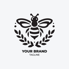 INSECT LOGO BEE 4 - Black and White