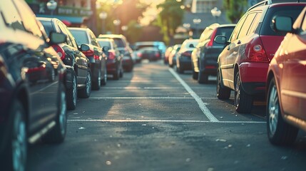 Fototapeta premium Automobile Oasis: Parking Lot Hub for Sales, Rentals, and Insurance