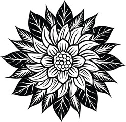 Simple flower coloring page line art black and white Flower logo design