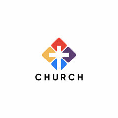 creative vector logo colorful abstract church cross emblem. elegant, modern, minimalist and sophisticated
