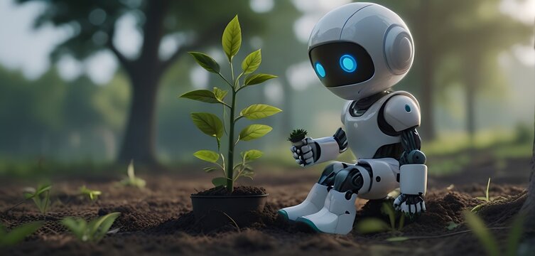 Robot hand future concept technology food science apple flower green industry arm isolated 3d plant artificial fruit. Future tech robot hand hold nature biology syntheti