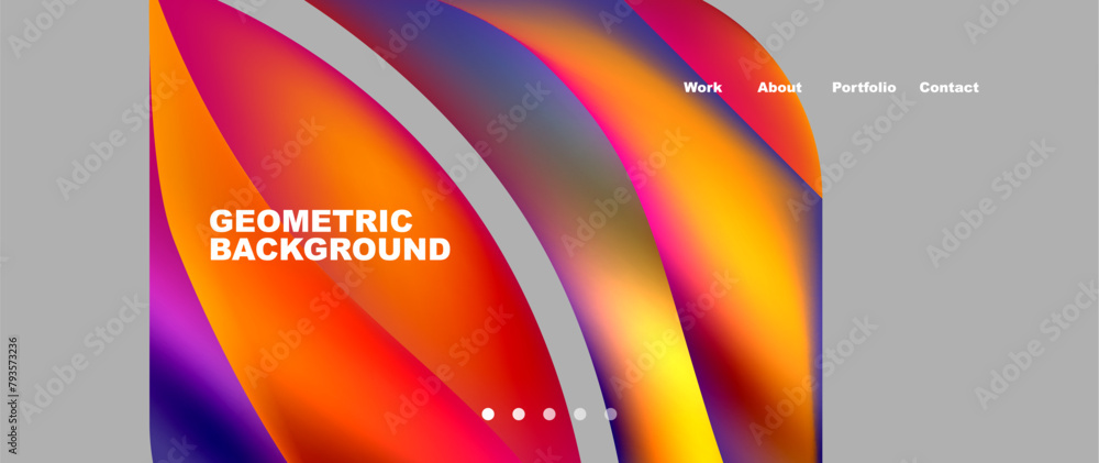 Poster a vibrant geometric background featuring colorful waves on a sleek gray backdrop, reminiscent of a h