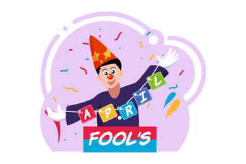 April Fools Flat Design Illustration