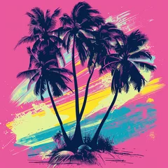 Gordijnen abstract palm trees © Mariana
