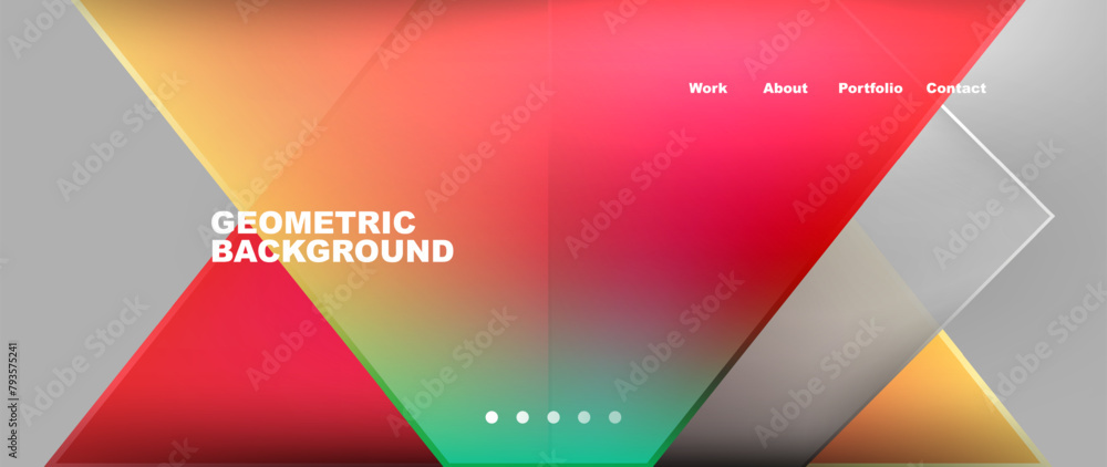 Aufkleber Automotive lighting inspired colorful geometric background featuring triangles in shades of magenta on a gray backdrop. Shapes include rectangles, circles, and a unique font design