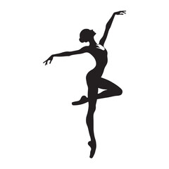 Female Releve Dance Vector Illustration in black and white